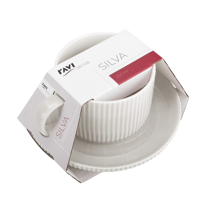 Filiżanka i spodek SILVA 250ml GREY RAVI